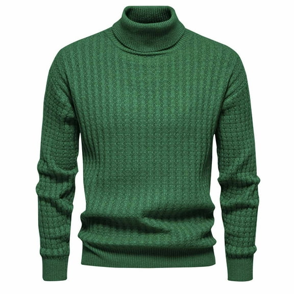 Busydd Mens Sweater Fashion Solid Color Knit Sweater Casual Long Sleeve Turtleneck Sweater Winter Warm Tunic Pullover Sweaters M-3XL