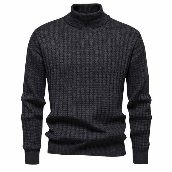 Busydd Mens Sweater Fashion Solid Color Knit Sweater Casual Long Sleeve Turtleneck Sweater Winter Warm Tunic Pullover Sweaters M-3XL