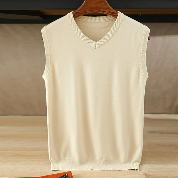 Busydd Mens Sweater Vest Casual Fashion Sleeveless Knitted Vest for Men Solid Color V Neck Mens Sweaters and Pullovers M