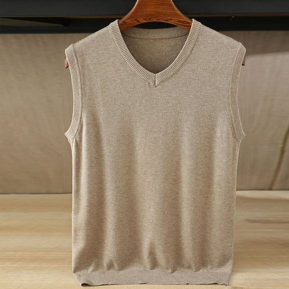 Busydd Mens Sweater Vest Casual Fashion Sleeveless Knitted Vest for Men Solid Color V Neck Mens Sweaters and Pullovers M