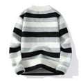 thumbnail image 1 of Busydd Mens Sweaters and Pullovers Casual Loose Long Sleeve Knit Sweaters for Men Comfortable Soft Striped Mens Crewneck Sweater M, 1 of 8
