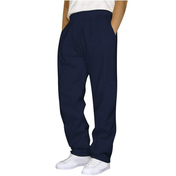 Busydd Mens Sweatpants Open Bottom Elastic Waist Drawstring Straight Leg Sweatpants Solid Color Casual Athletic Workout Pants for Men Plus Size Sweatpants with Pockets S-3XL