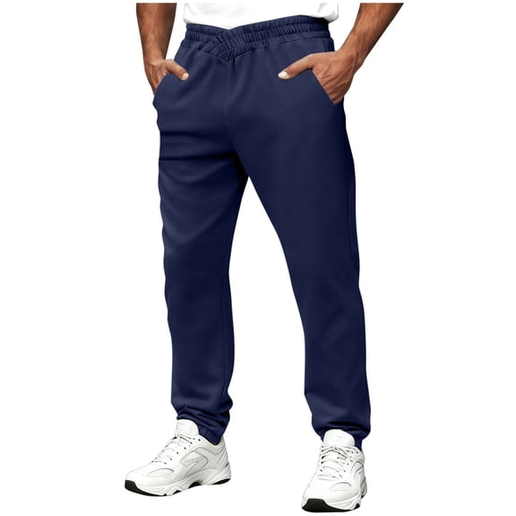 Busydd Mens Sweatpants with Pockets Casual Solid Color Elastic Waist Joggers for Men Comfy Trendy Elastic Bottom Men's Pants M