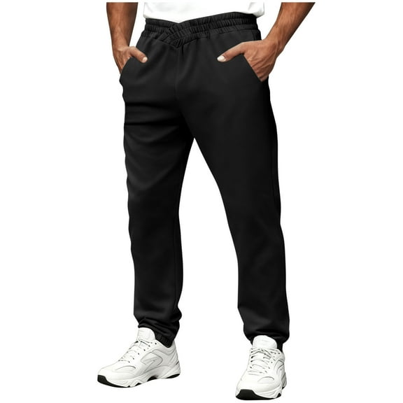 Busydd Mens Sweatpants with Pockets Casual Solid Color Elastic Waist Joggers for Men Comfy Trendy Elastic Bottom Men's Pants M