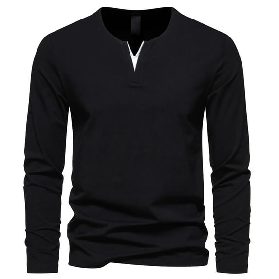 Busydd Mens Sweatshirts Cotton Sweatshirts Solid Color Long Sleeve Shirts for Men Casual Loose V Neck Pullover Sweatshirt Lightweight Basic Hoodie Pullover Tops