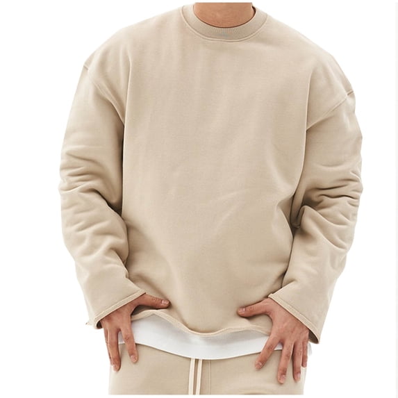 Busydd Mens Sweatshirts Solid Color Pullover Sweatshirt Casual Loose Cotton Sweatshirt Pullover Tops