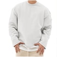 thumbnail image 1 of Busydd Mens Sweatshirts Solid Color Pullover Sweatshirt Casual Loose Cotton Sweatshirt Pullover Tops Long Sleeve Crew Neck Sweatshirt for Mens, 1 of 4
