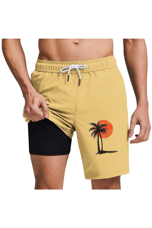 Mens Swim Trunks Summer Elastic Waist Drawstring Lined Board Shorts Men's Casual Comfy Graphic Beach Shorts with Pockets XL