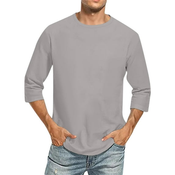 Busydd Mens T-Shirts Casual Solid Color Round Neck Blouses Spring Summer Long Sleeve Tee Tops Classic Versatile Lightweight Shirts Plus Size Workout Athletic Tee Shirts M-5XL