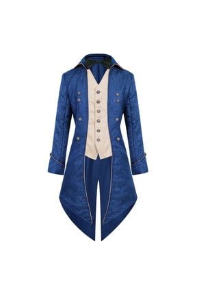 Mens Tailcoat Long Sleeve Button Tuxedo Jacket Fashion Prom Performance Retro Tailcoat Steampunk Medieval Costume L
