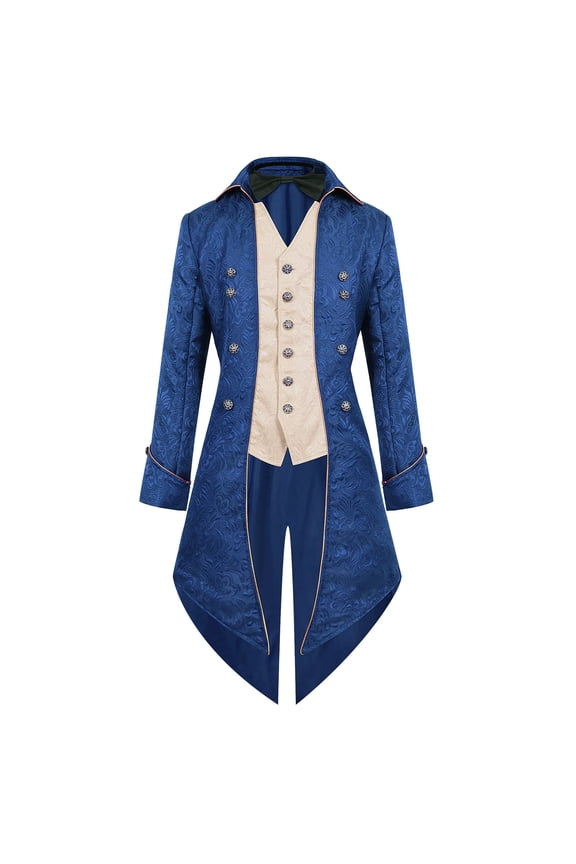 Mens Tailcoat Long Sleeve Button Tuxedo Jacket Fashion Prom Performance Retro Tailcoat Steampunk Medieval Costume L