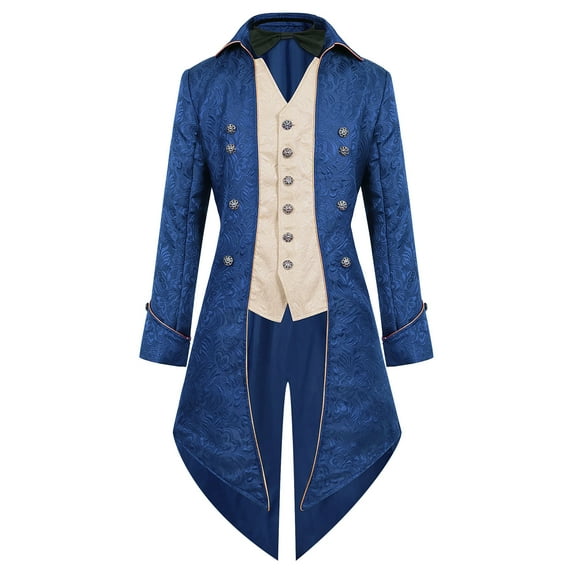 Busydd Mens Tailcoat Long Sleeve Button Tuxedo Jacket Fashion Prom Performance Retro Tailcoat Steampunk Medieval Costume XL