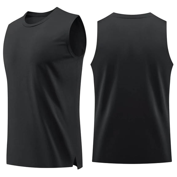 Busydd Mens Tank Top Casual Breathable Solid Color Gym Workout Tank Comfy Summer Round Neck Sleeveless Mens Undershirt L