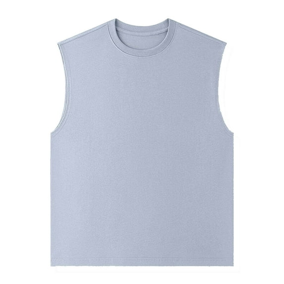 Busydd Mens Tank Top Plus Size Tops M-5XL Casual Solid Color Round Neck Gym Workout Tank Stylish Sleeveless Cotton T Shirts for Men Comfortable Breathable Oversized Summer Tops