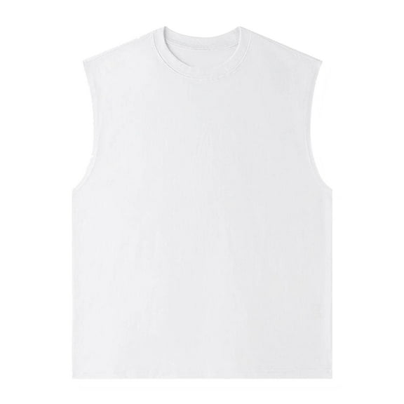 Busydd Mens Tank Top Plus Size Tops M-5XL Casual Solid Color Round Neck Gym Workout Tank Stylish Sleeveless Cotton T Shirts for Men Comfortable Breathable Oversized Summer Tops