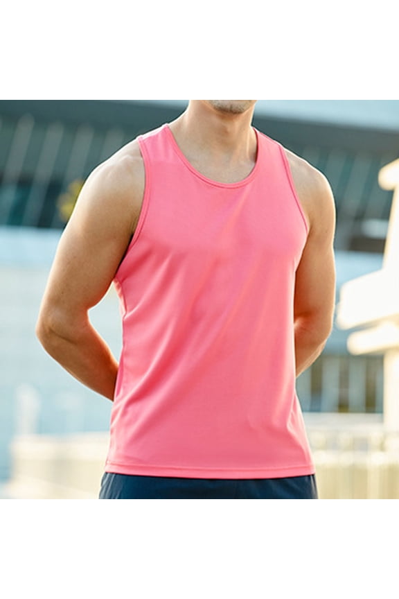 Mens Tank Top S-2XL Casual Solid Color Sleeveless Summer Tops Comfy Breathable Round Neck Men's Undershirts Gym Workout Tank