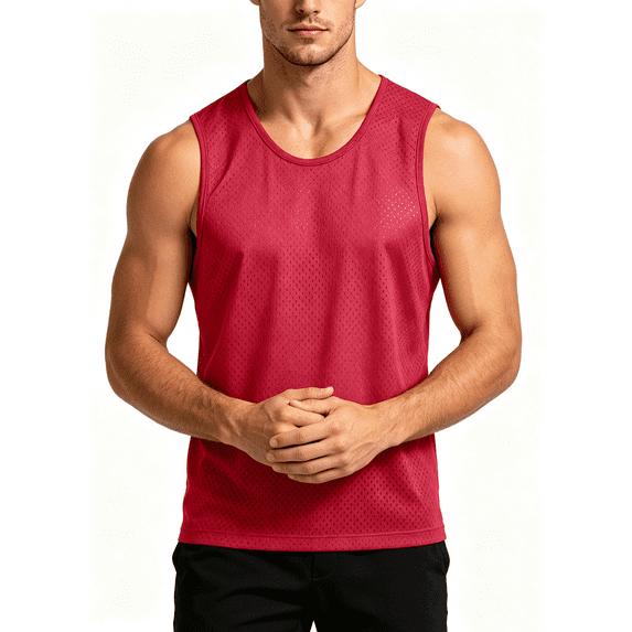 Busydd Mens Tank Top Solid Color Breathable Comfy Athletic Shirts Casual Summer Sleeveless Round Neck Tank Tops L