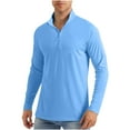 thumbnail image 1 of Busydd Mens Tops Trendy Solid Color Zipper Sun Shirts Casual Sun Protection Long Sleeve Shirts for Men Comfy Breathable Stand Collar Tshirts M, 1 of 4