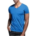 thumbnail image 1 of Busydd Mens Tshirt Casual Versatile Solid Color V Neck T Shirts for Man Comfy Summer Short Sleeve Tee with Pocket XL, 1 of 8