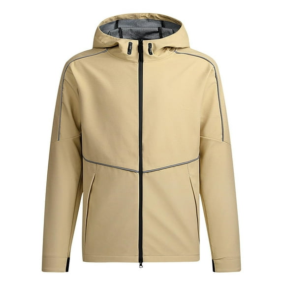 Busydd Mens Windbreaker Jacket with Hood Solid Color Zipper Sport Coats Casual Long Sleeve Windproof Rain Jacket Mens Winter Coats with Pockets S-3XL