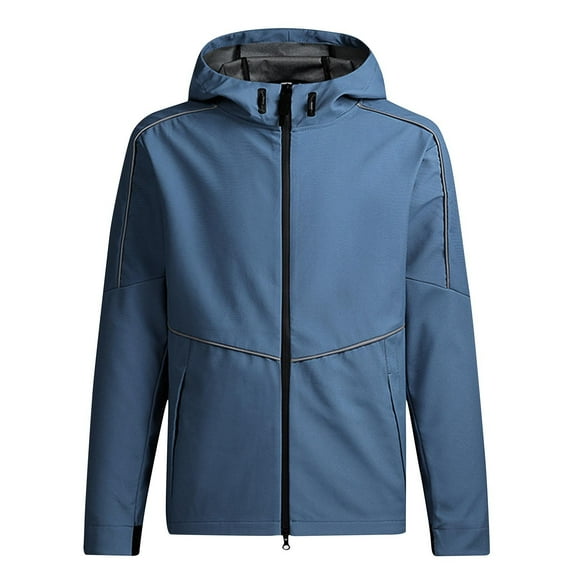 Busydd Mens Windbreaker Jacket with Hood Solid Color Zipper Sport Coats Casual Long Sleeve Windproof Rain Jacket Mens Winter Coats with Pockets S-3XL