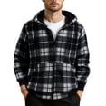 thumbnail image 1 of Busydd Mens Winter Jacket Fashion Plaid Warm Mens Fleece Jacket Casual Long Sleeve Zip up Hooded Winter Coats for Men with Pockets XL, 1 of 5