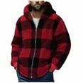 thumbnail image 1 of Busydd Mens Winter Jacket Fashion Plaid Zip Up Jackets for Men Casual Comfy Long Sleeve Hooded Men's Winter Coats with Pockets L, 1 of 6