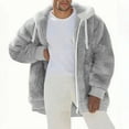 thumbnail image 1 of Busydd Mens Winter Jacket Solid Color Long Sleeve Fleece Fuzzy Winter Coats for Men Casual Stylish Drawstring Hooded Mens Winter Coat with Pockets 3XL, 1 of 6