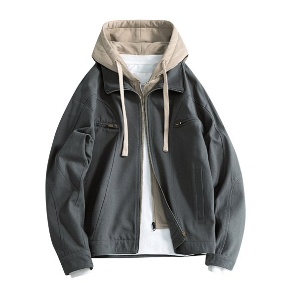 Busydd Mens Winter Jacket Zipper Long Sleeve Solid Color Winter Coats for Men Casual Oversized Hooded Jackets Outerwear Plus Size Mens Coat with Pockets M-4XL