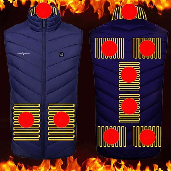 Busydd Mens and Womens Heated Vest Battery Not Included 9 Heating Zones Rechargeable Heated Jacket Sleeveless Stand Collar Zip Winter Clothes for Women Outdoor Warming Jacket for Skiing Riding L
