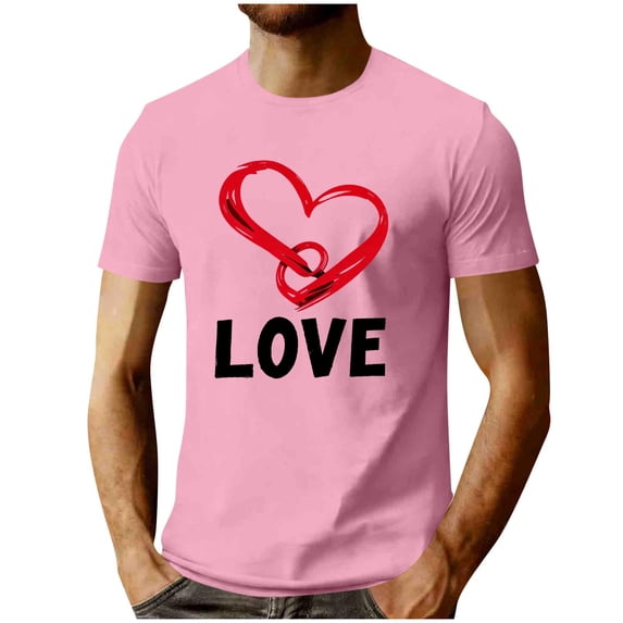 Busydd Mens Workout Shirts Fashion Short Sleeve Valentines Graphic Tees Men Casual Summer Round Neck T Shirts for Man 2XL
