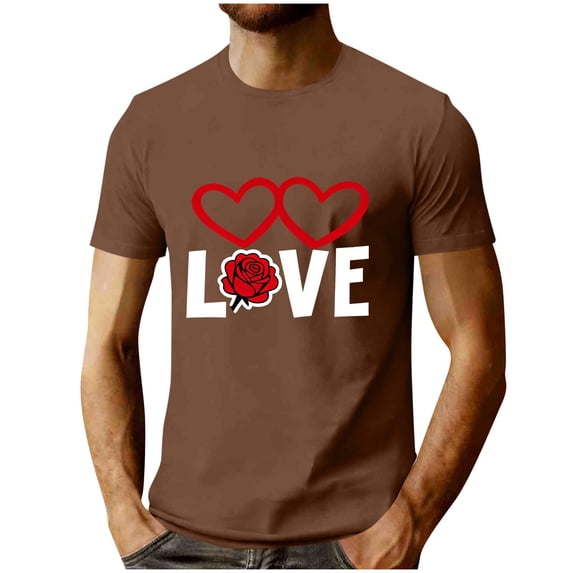 Busydd Mens Workout Shirts Fashion Short Sleeve Valentines Graphic Tees Men Casual Summer Round Neck T Shirts for Man M