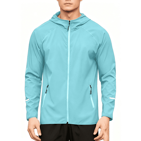 Busydd Mens Zip Up Hoodie Breathable Comfortable Workout Running Jacket Casual Solid Color Long Sleeve Jackets for Men XL