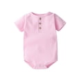 thumbnail image 1 of Busydd Newborn Clothes Onesie 0-24 Months Comfortable Solid Color Knit Ribbed Baby Boy Romper Summer Breathable Short Sleeve Round Neck Button Infant Girl Clothes 3-6 Months, 1 of 5