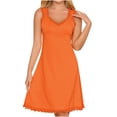 thumbnail image 1 of Busydd Nightgowns for Women Fashion V Neck Solid Color Nightdress Casual Lightweight Sleeveless Pajamas Comfy Slim Lace Sleepwear, 1 of 6