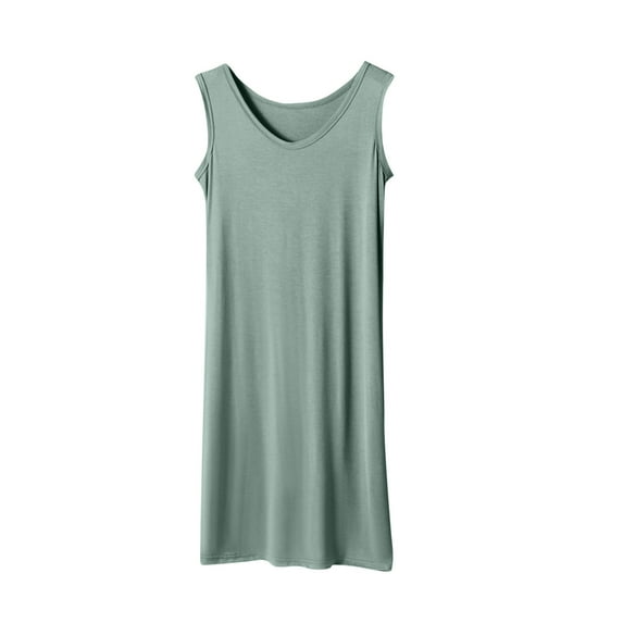 Busydd Nightgowns for Women V Neck Sleeveless Nightdress Casual Comfy Solid Color Pajamas Loose Loungewear Plus Size Sleepwear XL-5XL