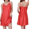 thumbnail image 1 of Busydd Nightgowns for Women V Neck Sleeveless Spaghetti Straps Nightdress Casual Solid Color Satin Pajamas Comfort Lace Trim Sleepwear, 1 of 3