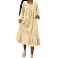 thumbnail image 1 of Busydd Nightgowns for Women Winter Warm Fleece Women's Sleepwear Casual Solid Color Long Sleeve Square Neck Pajamas for Women M, 1 of 5
