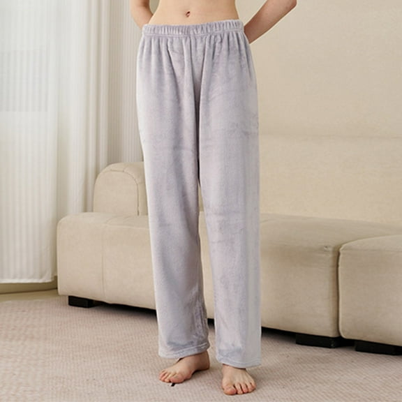 Busydd Pajama Pants Women Solid Color Warm Flannel Pajamas for Women Comfortable Casual Loose Womens Pajamas Bottoms Elastic Waist Winter Women's Sleepwear XL
