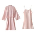 thumbnail image 1 of Busydd Pajama Sets for Women 2 Piece Solid Color Satin Pjs Sets Robes and Sleeveless Spaghetti Straps Nightdress Loungewear Set Casual Comfy Sleepwear, 1 of 2