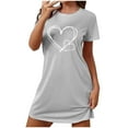 thumbnail image 1 of Busydd Pajamas for Women Fashion Heart Print Valentines Day Dress Casual Short Sleeve Nightgowns for Women Comfy Sleepwear, 1 of 5