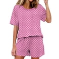 thumbnail image 1 of Busydd Pajamas for Women Set Fashion Polka Dot Two Piece Loungewear Set Round Neck Short Sleeve Tee Top and Shorts Women's Sleepwear XL, 1 of 7