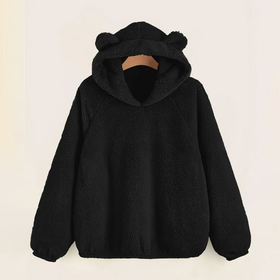 Busydd Pajamas for Women Solid Color Fleece Womens Pajamas Tops Long Sleeve Pullover Tops Casual Warm Winter Women's Sleepwear L