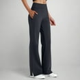 thumbnail image 1 of Busydd Pants for Women Solid Color Elastic Waist Yoga Pants Casual Slit Workout Pants with Pockets L, 1 of 6