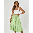 thumbnail image 1 of Busydd Plaid Skirt for Women Casual Flowy Elastic Waist Linen Skirt Fashion Summer Tiered Midi Skirt M, 1 of 9