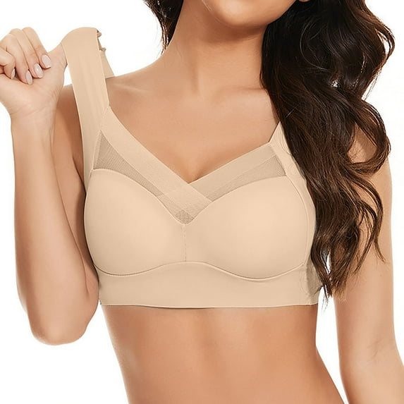Busydd Plus Size Bras for Women for Large Bust Solid Color High Support Push Up Bra No Underwire Seamless Everyday Underwear Comfy Lift Wireless Bralettes