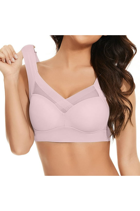 Plus Size Bras for Women for Large Bust Solid Color High Support Push Up Bra No Underwire Seamless Everyday Underwear Comfy Lift Wireless Bralettes