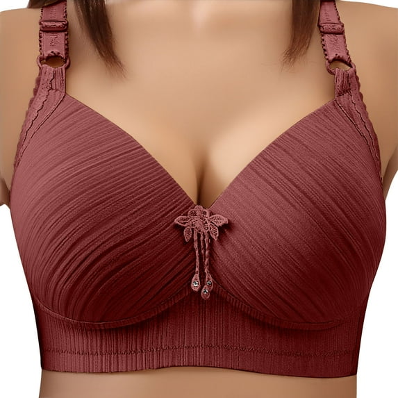 Busydd Plus Size Bras for Women Solid Color Adjustable Straps Wireless Bras Comfy Textured Everyday Women Underwear 2XL