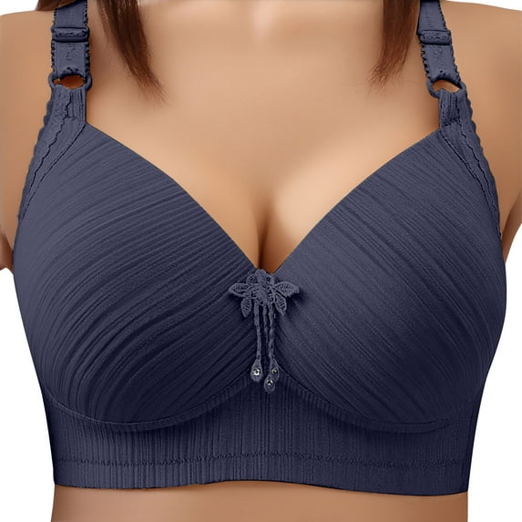 Busydd Plus Size Bras for Women Solid Color Adjustable Straps Wireless Bras Comfy Textured Everyday Women Underwear 3XL