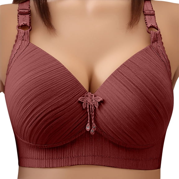 Busydd Plus Size Bras for Women Solid Color Adjustable Straps Wireless Bras Comfy Textured Everyday Women Underwear 4XL